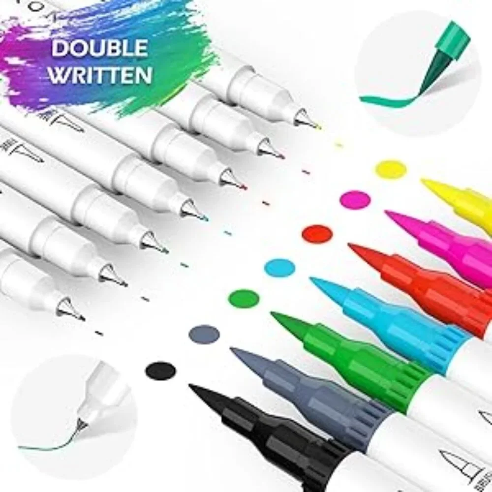 NEW 120 Colors Art Supplies Brush Markers Pens for Adult Coloring Books School D